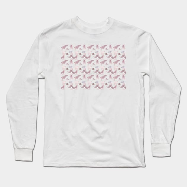 Marine Animals - Rose Long Sleeve T-Shirt by eeliseart